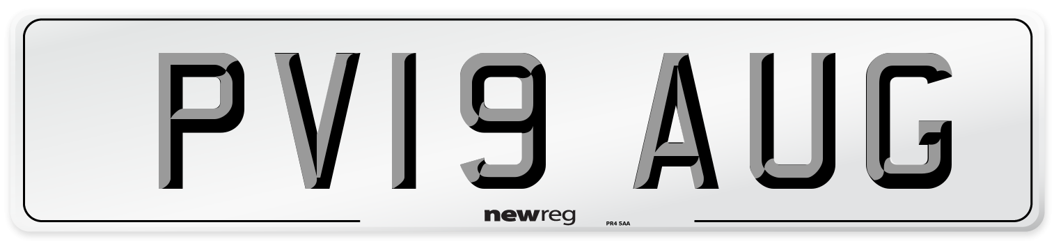 PV19 AUG Number Plate from New Reg